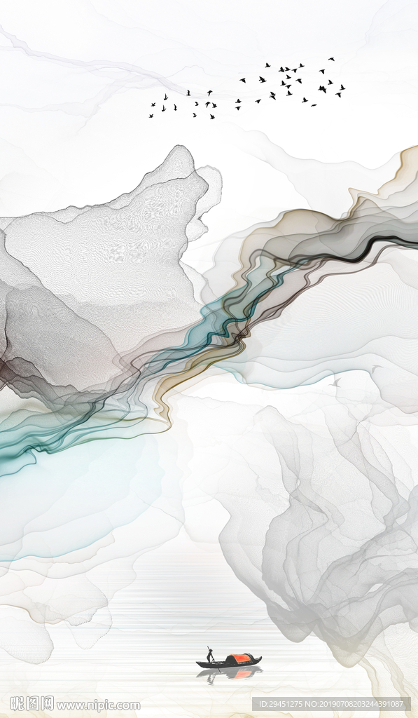 新中式线条水墨画 TIF分层