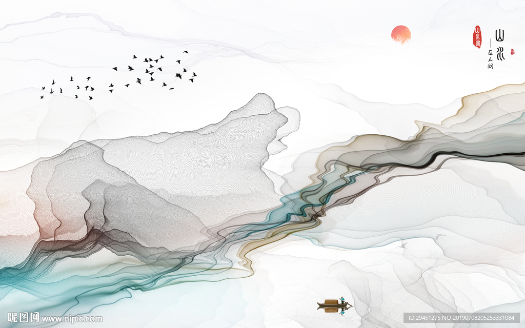 奢华线条水墨画 TIF分层