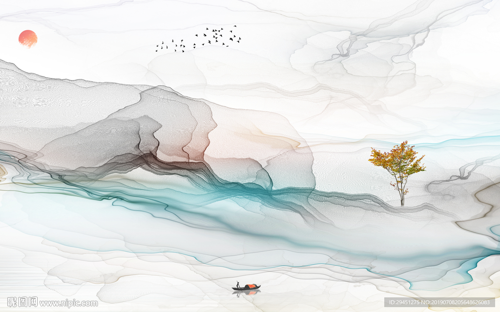 中国风线条装饰挂画 TIF分层