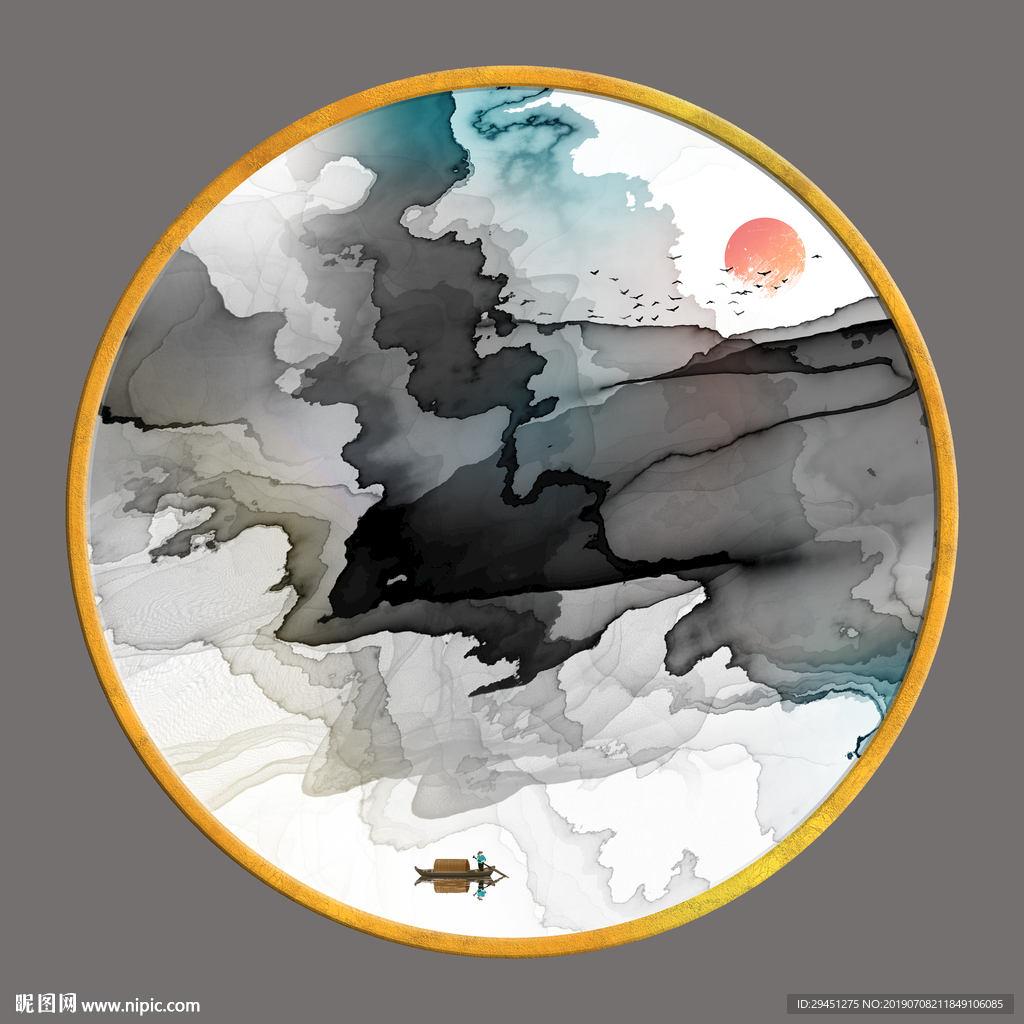 中式 线条水墨画 TIF分层