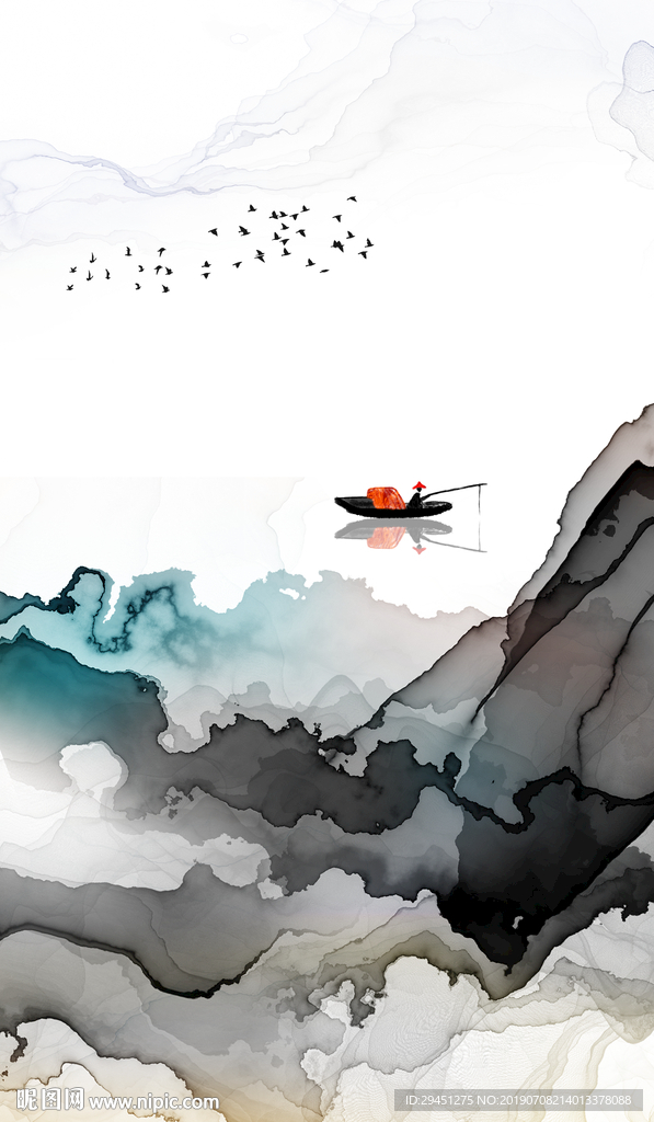 中式线条水墨画 TIF分层