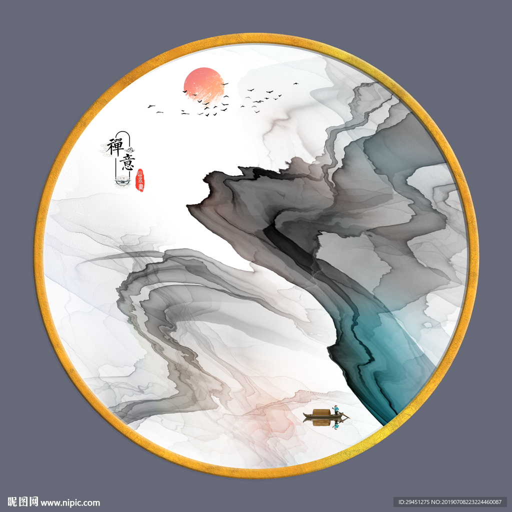 圆形线条创意画 TIF分层