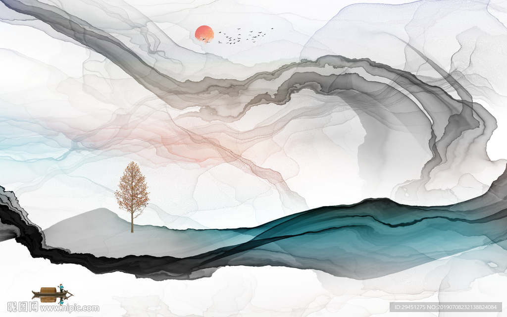 大气线条创意画 TIF分层