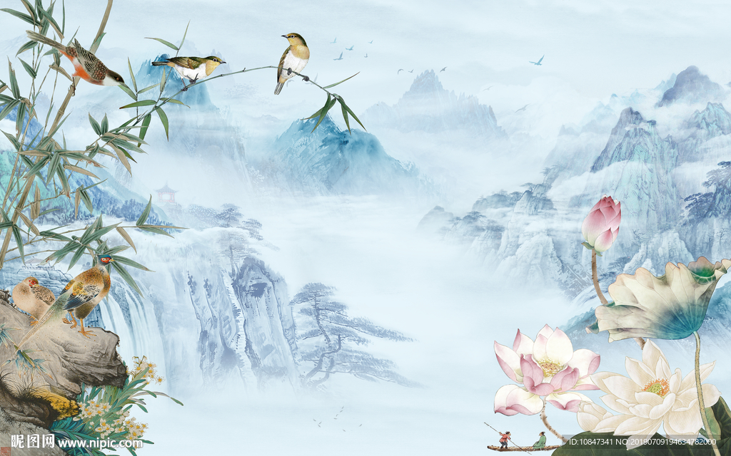 简约大气山水意境画TIF分层