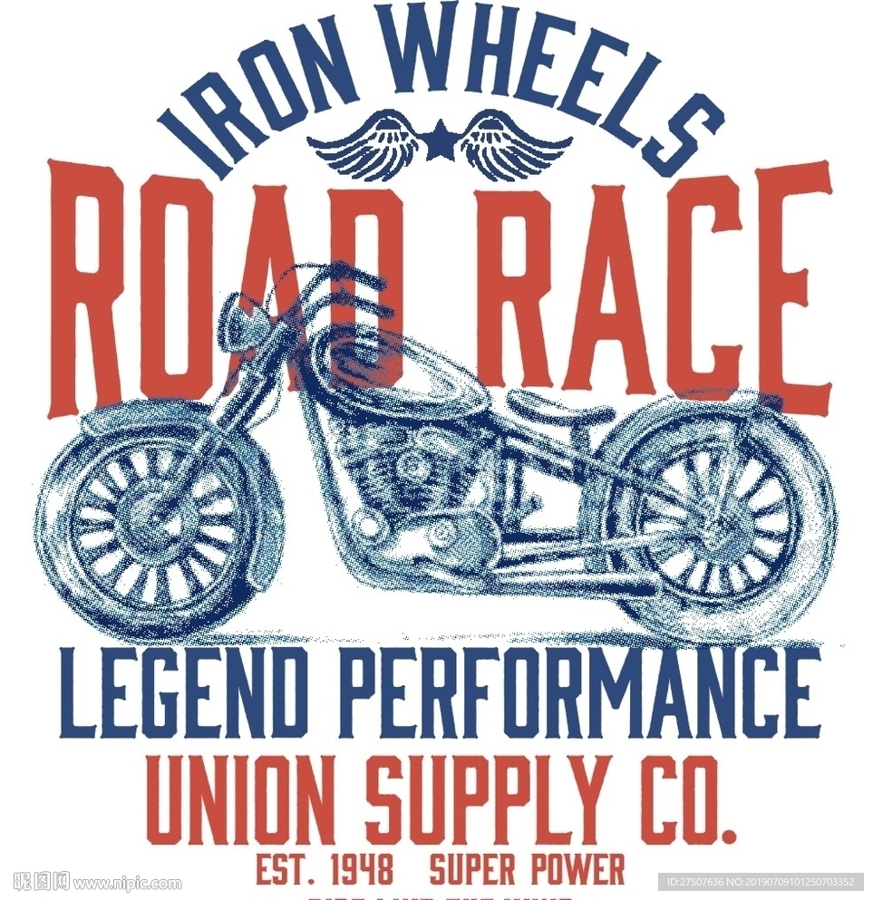 摩托车矢量印花图