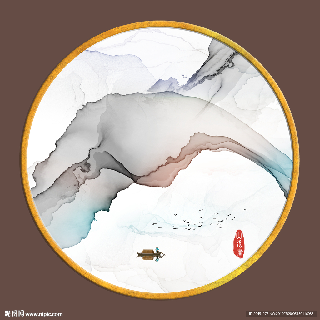 简约线条意境画 TIF分层