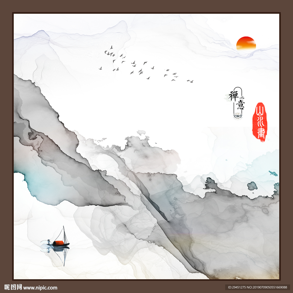 小船线条装饰画 TIF分层