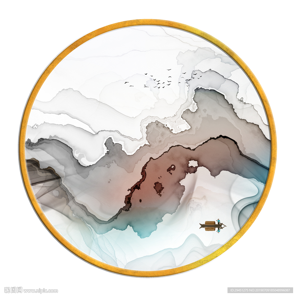 中式 线条装饰挂画 TIF分层