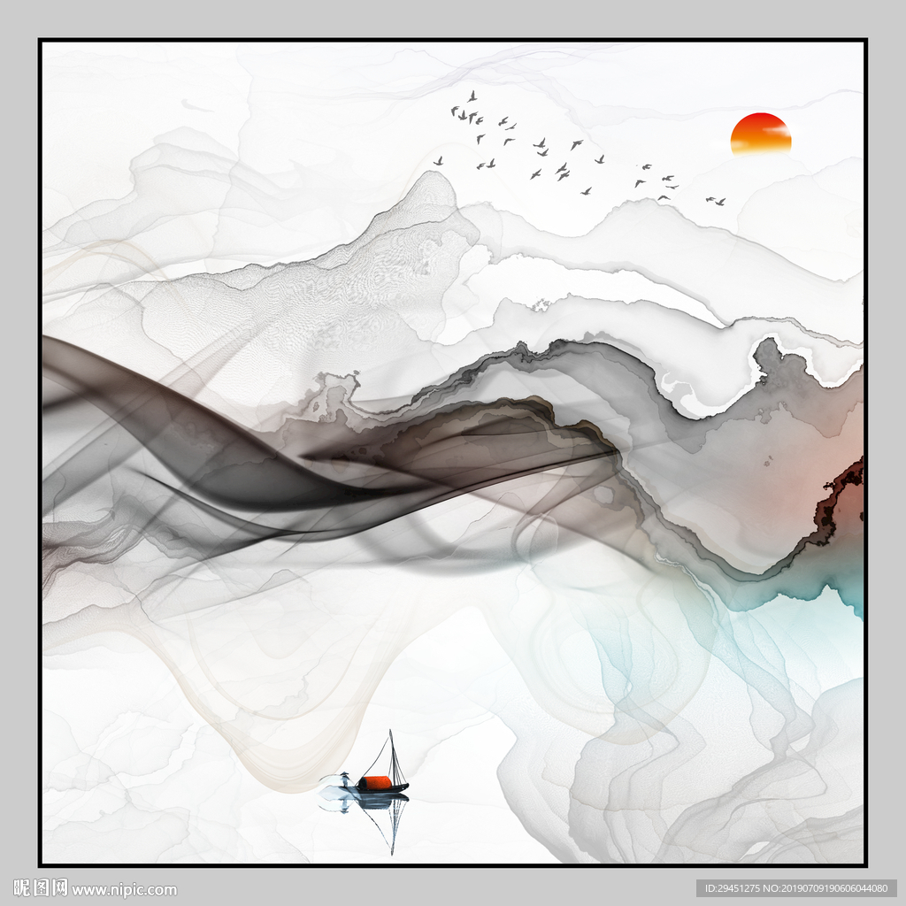 中式 线条装饰挂画 TIF分层