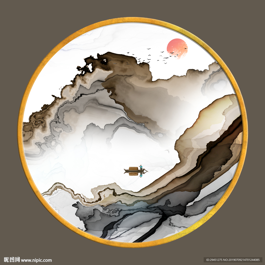 高清线条精美墙画 TIF分层