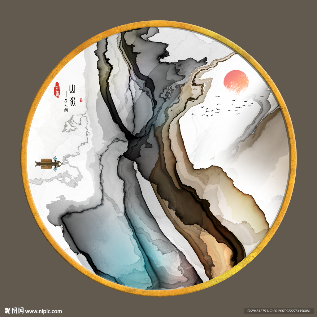 高清线条精美墙画 TIF分层