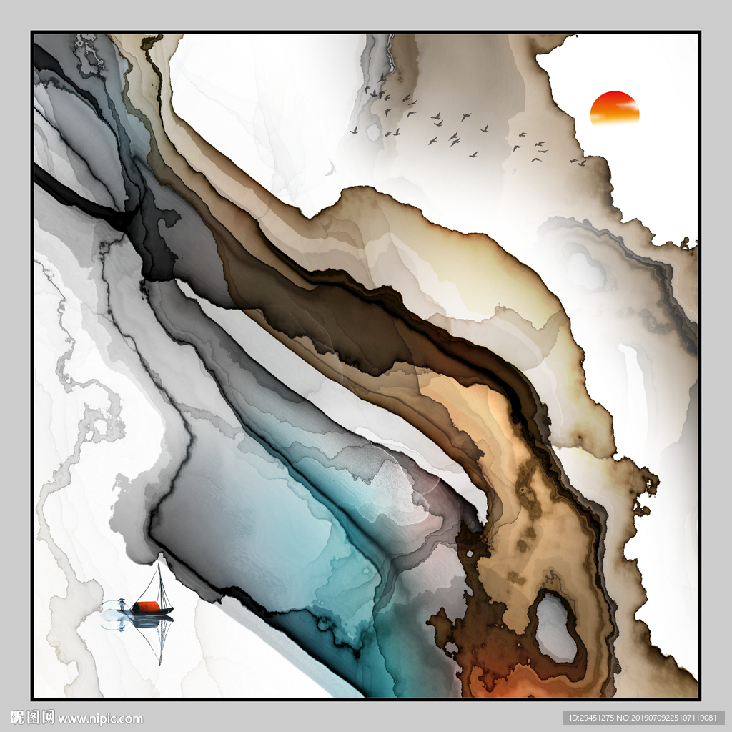 现代线条精美墙画 TIF分层