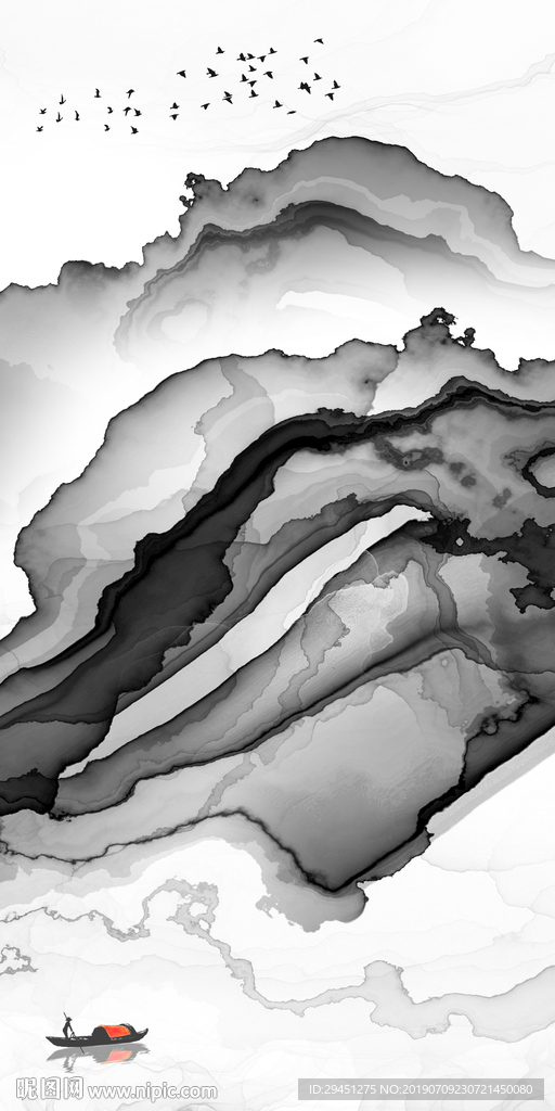 灰色奢华线条墙画 TIF分层