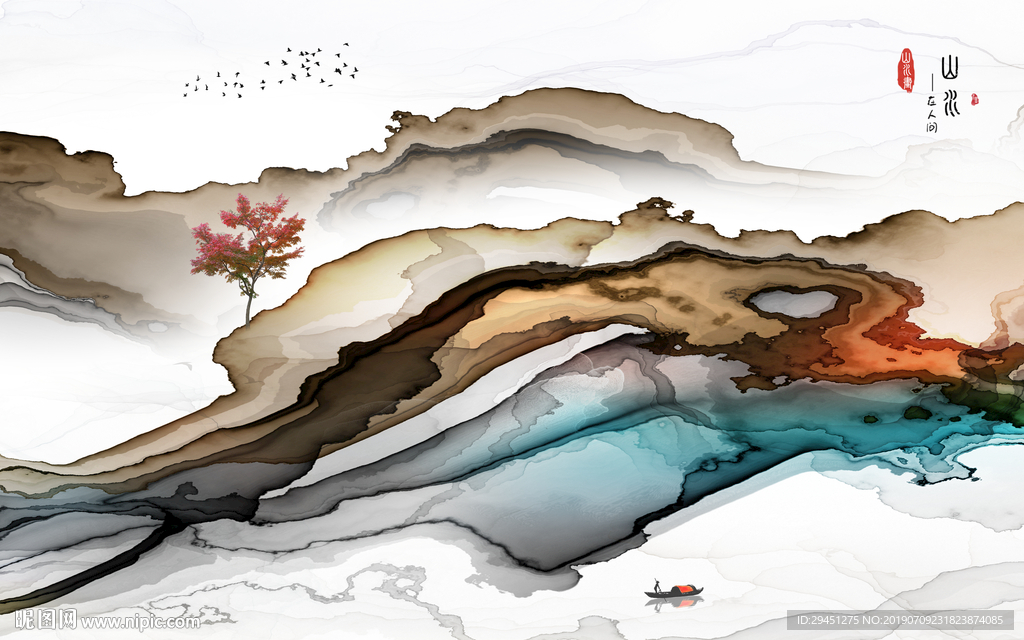 简约奢华线条墙画 TIF分层