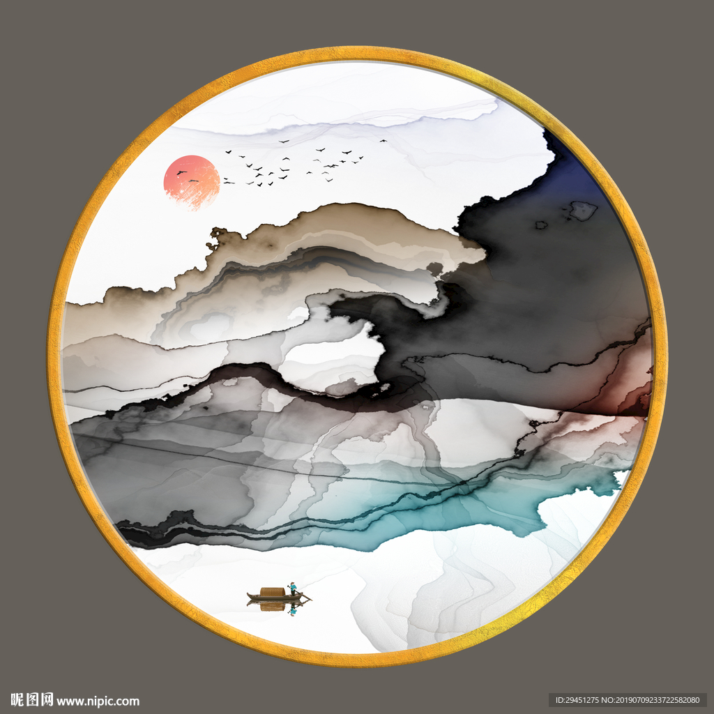 大气奢华线条墙画 TIF分层