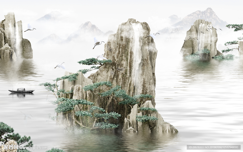 简约高清山水画 TIF分层