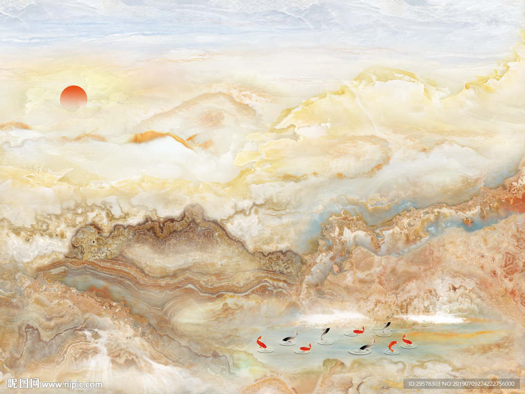 九鱼玉石背景墙 TIF分层