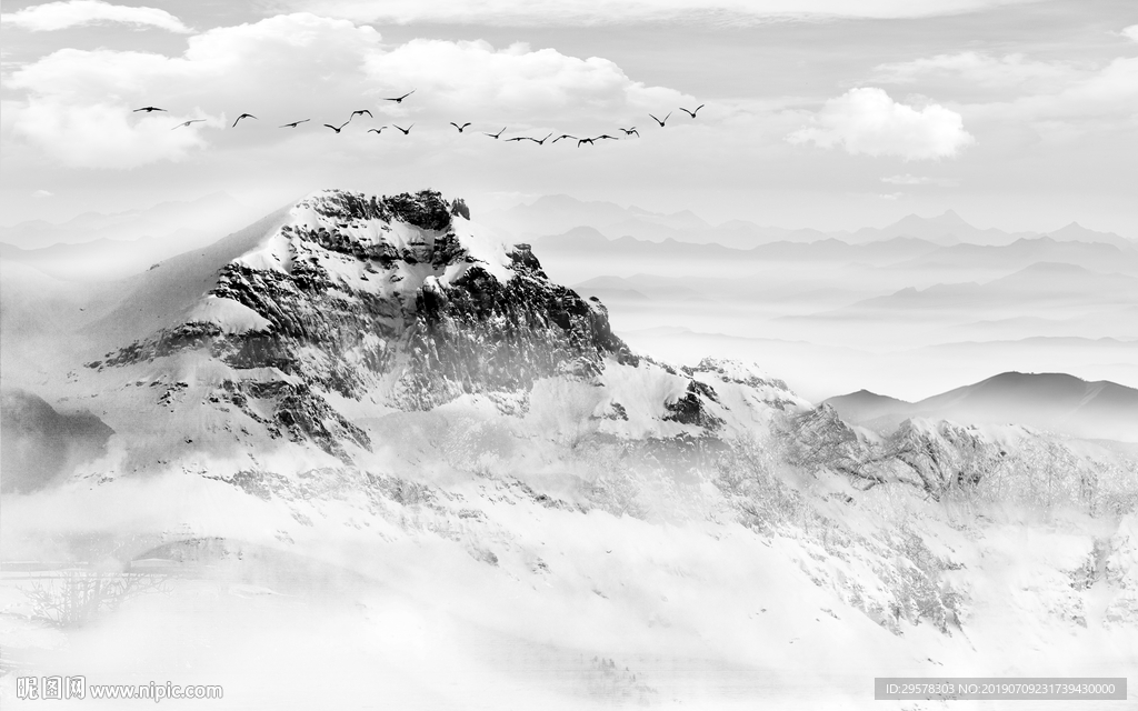 现代高清山水画 TIF分层