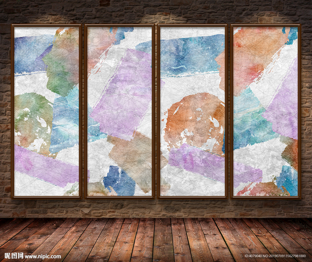 北欧抽象水墨几何墨迹电视背景墙