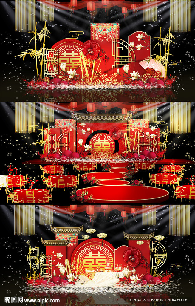 古典红色大气婚礼效果图