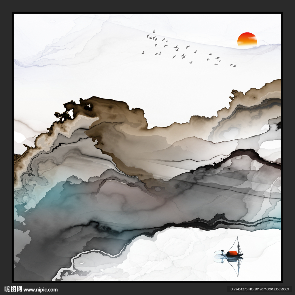 中式奢华线条墙画 TIF分层