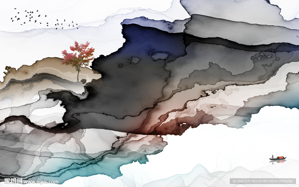 意境 奢华线条墙画 TIF分层