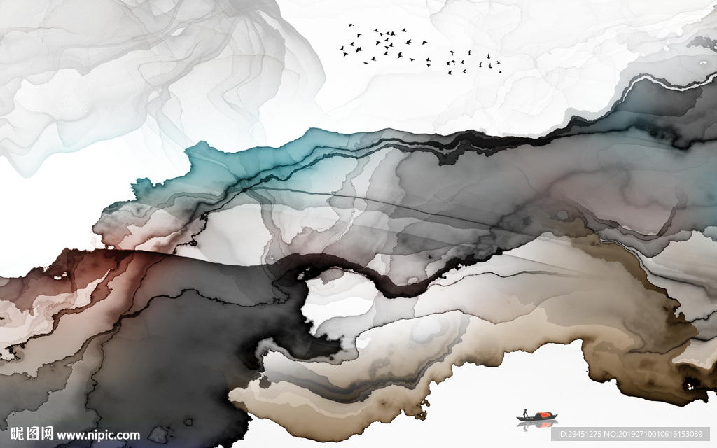 新中式奢华线条墙画 TIF分层