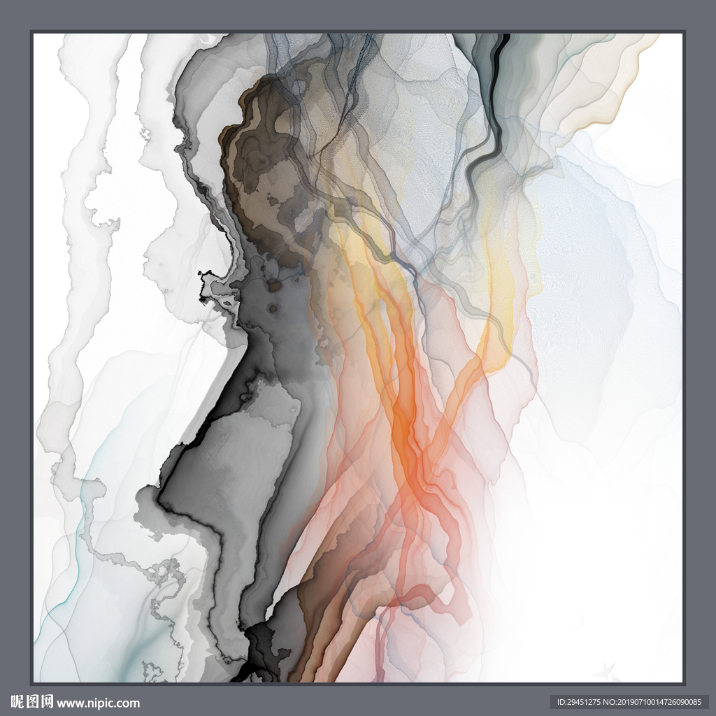 意境 线条抽象墙画 TIF合层