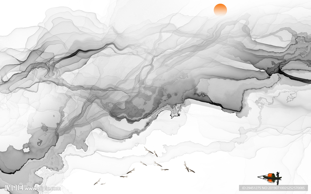 抽象中式线条画 TIF分层