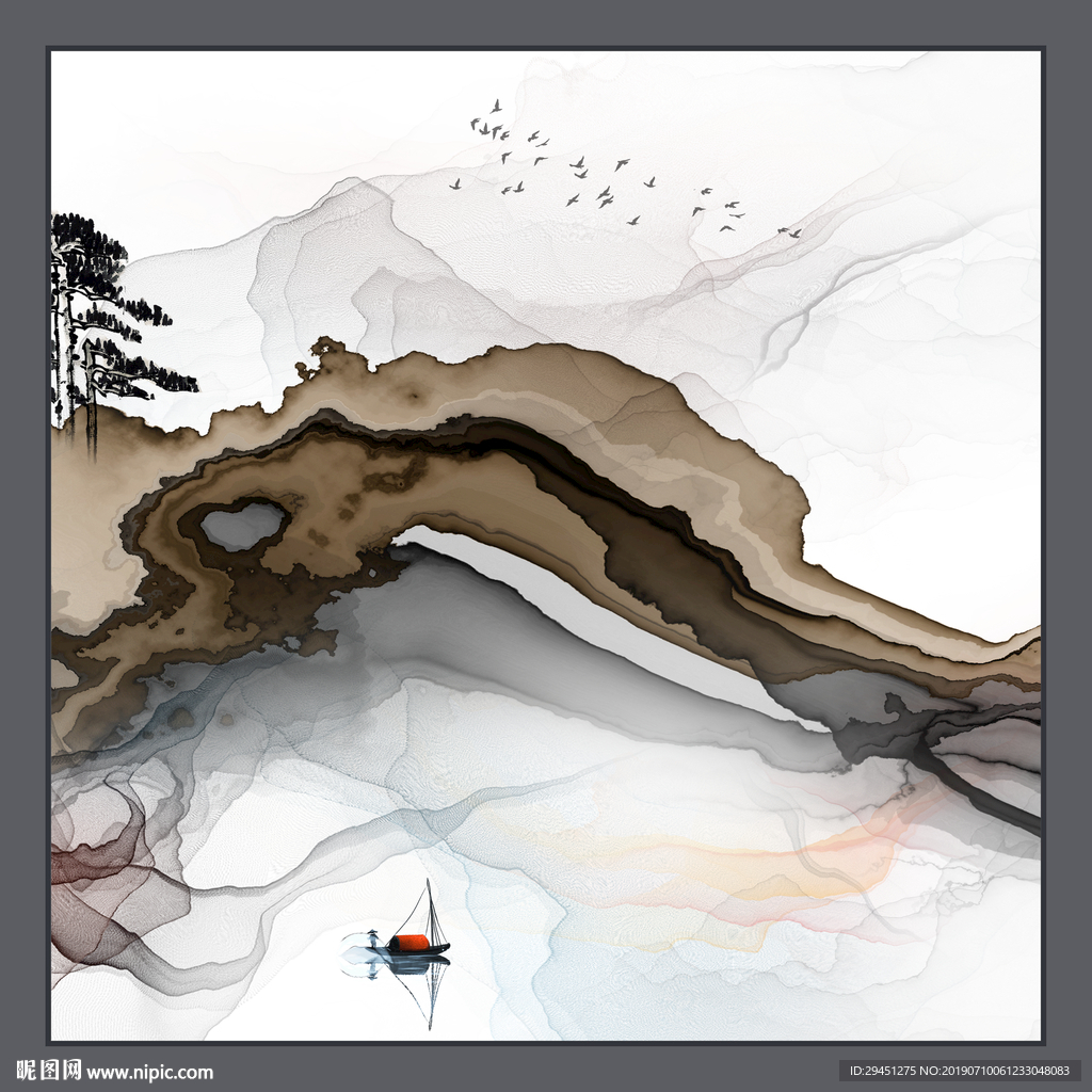 高档抽象线条画 TIF分层