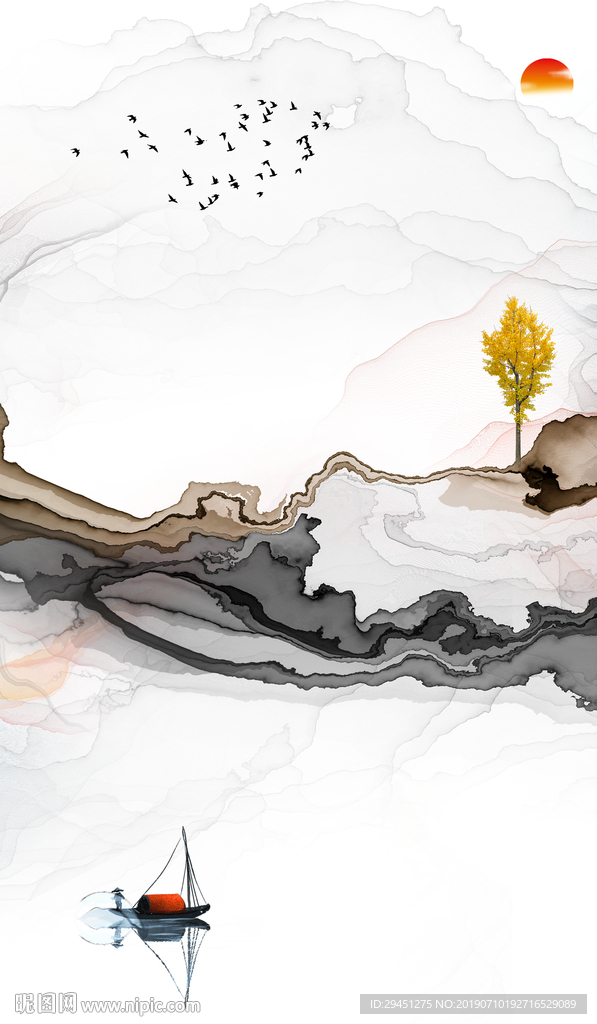 中式创意高档壁画 TIF分层