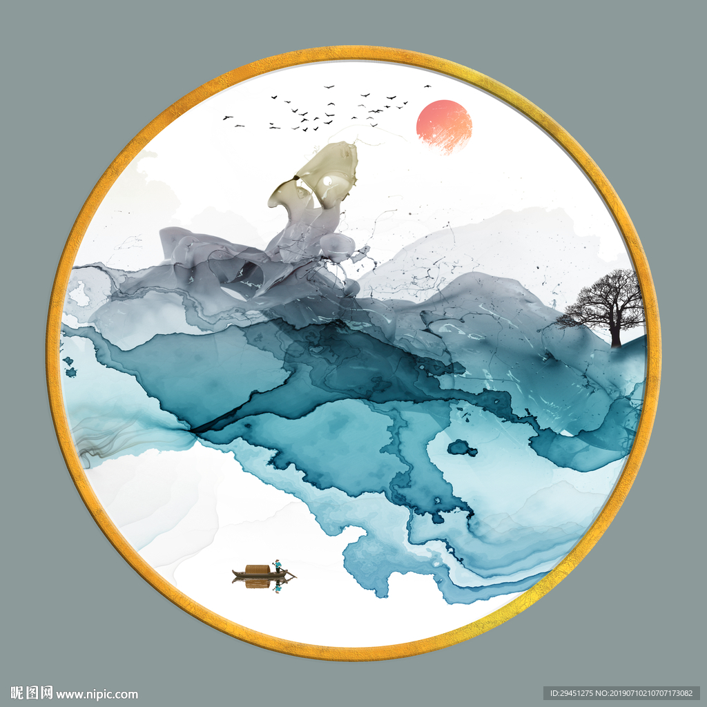 中式极品装饰墙画 TIF分层