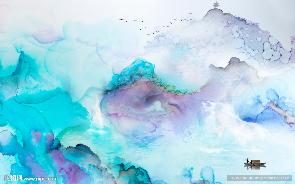 现代高清山水画 TIF分层