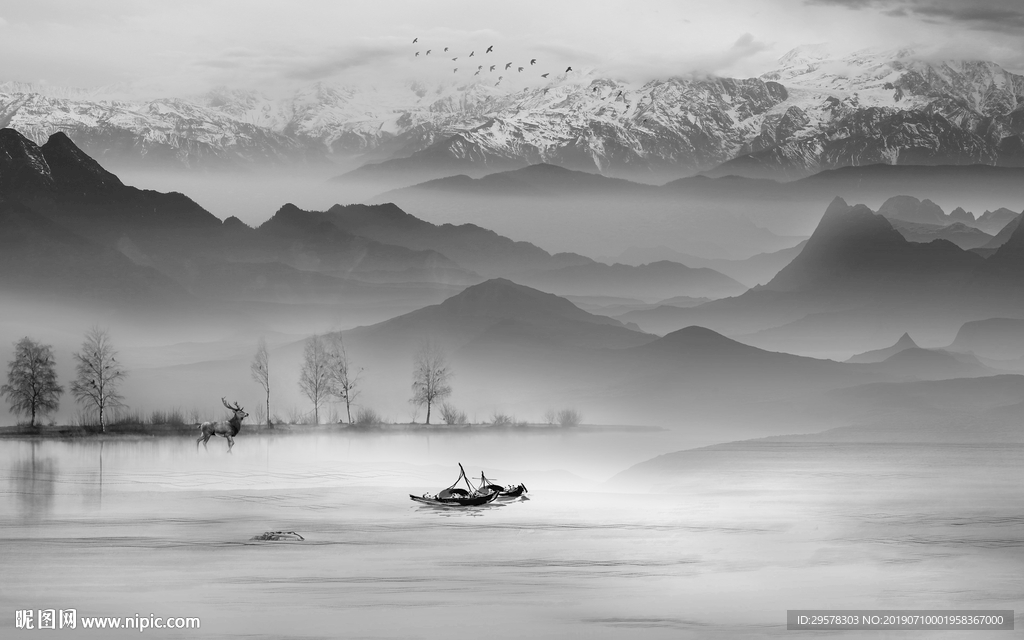 大气高清山水画 TIF分层