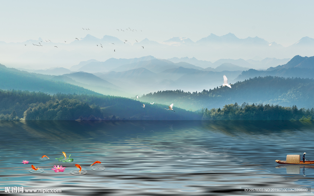 意境水墨山水画 TIF分层