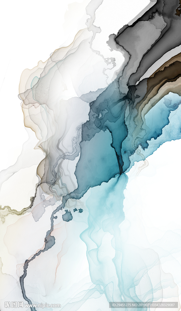 蓝色高档装饰墙画 TIF合层