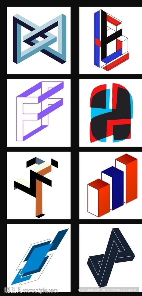 几何方块标志LOGO设计图案