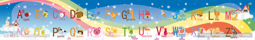 看图识字母墙纸