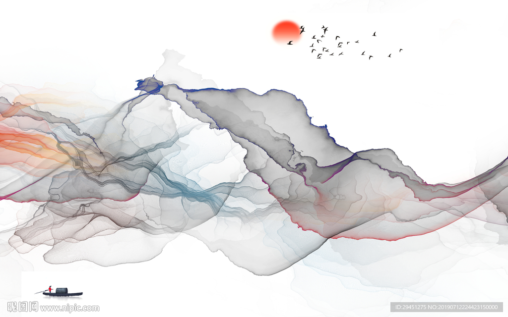 中国风奢华装饰壁画 TIF分层