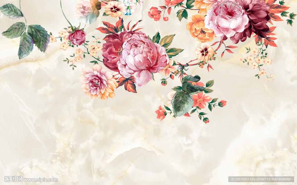 纹理 石材手绘花 TIF分层