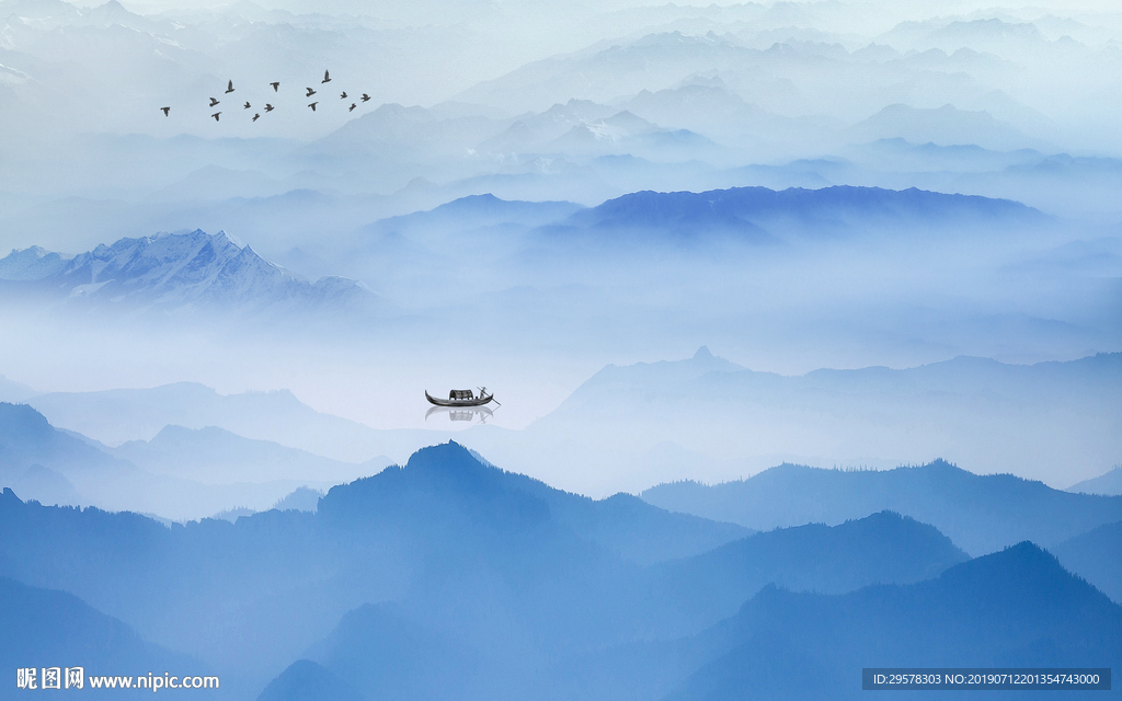 中国风现代山水画 TIF分层