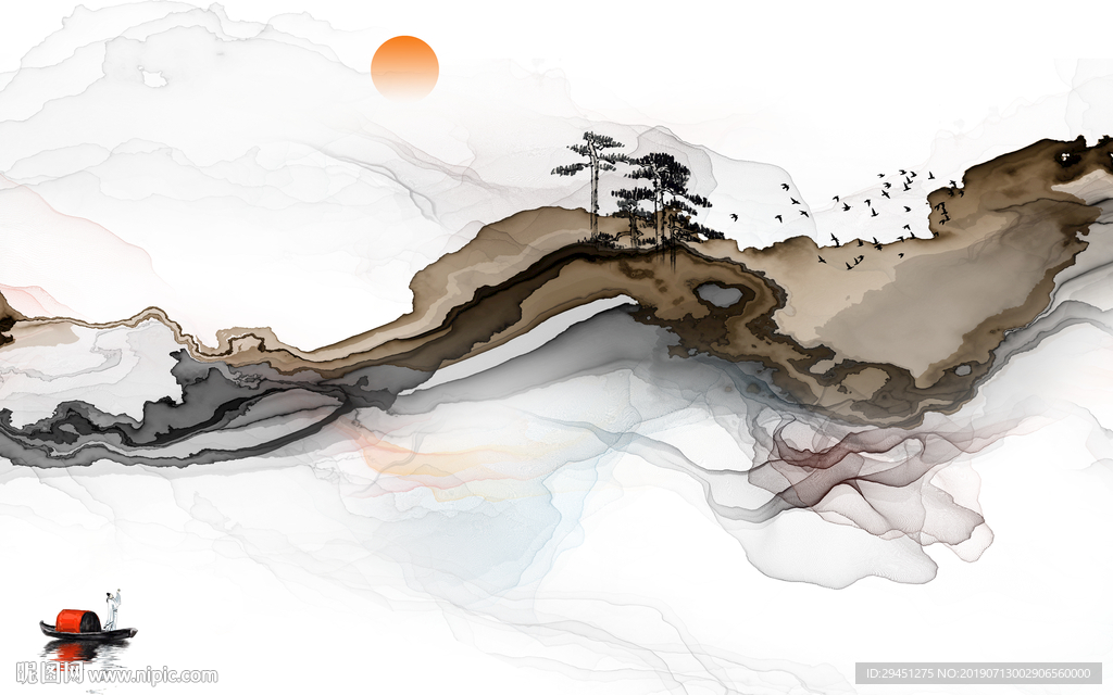 水墨奢华装饰墙画 TIF分层