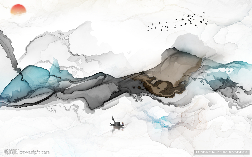 新中式创意高档壁画 TIF分层