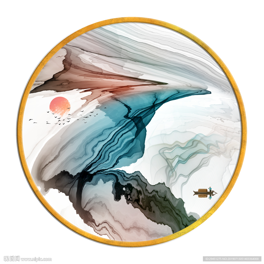 中式 创意抽象壁画 TIF分层