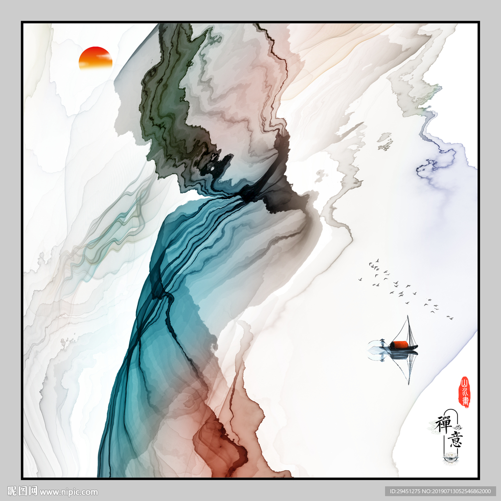 意境创意抽象壁画 TIF分层