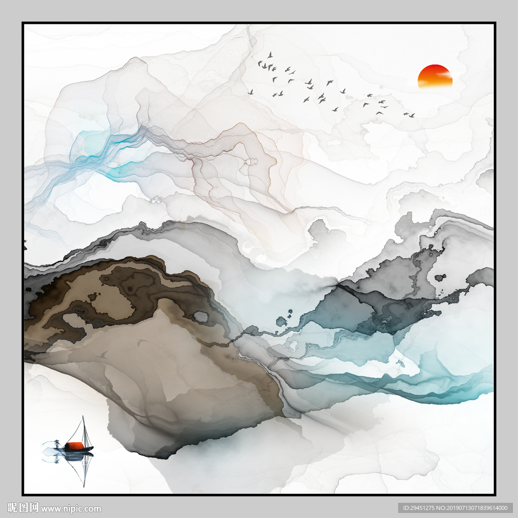 新中式创意抽象线条 TIF分层