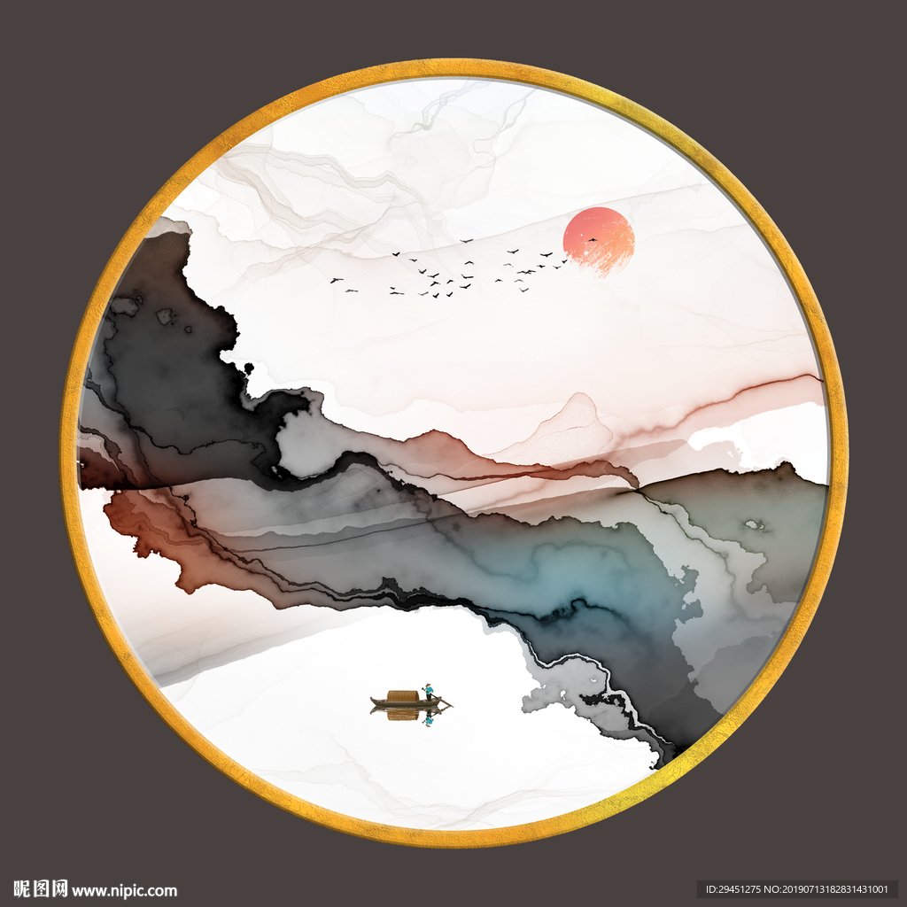 精品奢华装饰墙画 TIF分层