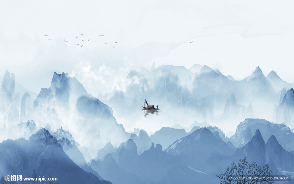 精品画 现代山水画 TIF分层