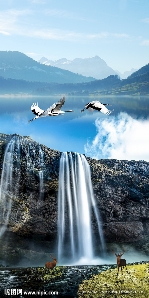 大厅山水高档画 TIF分层