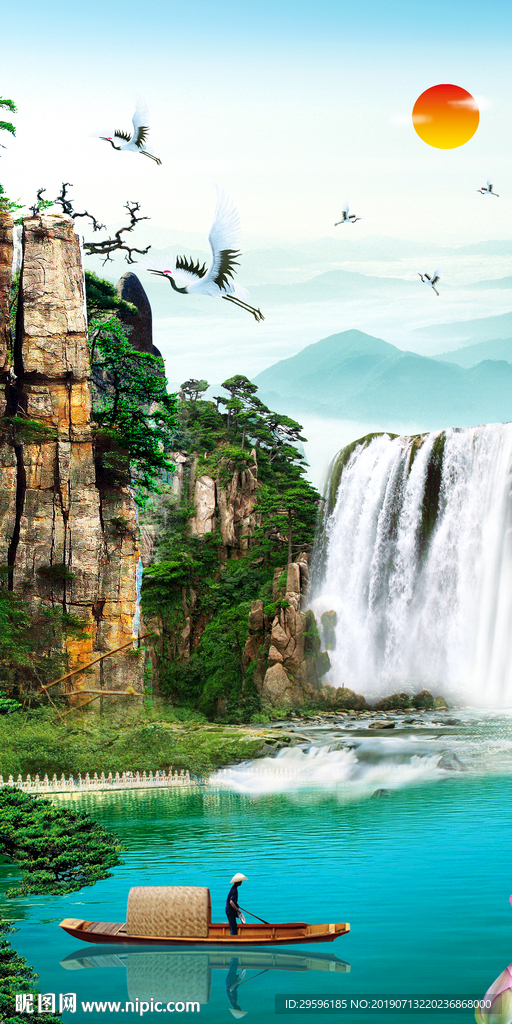 玄关山水高档画 TIF分层